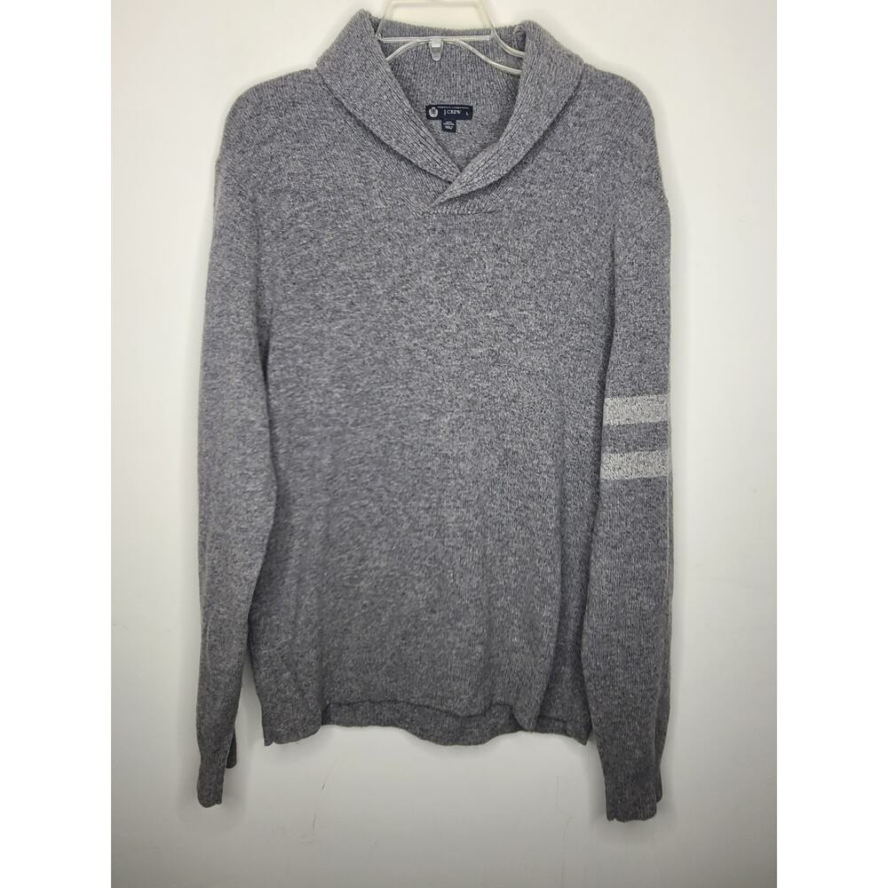 J Crew shawl collar gray premium lambswool sweater - large